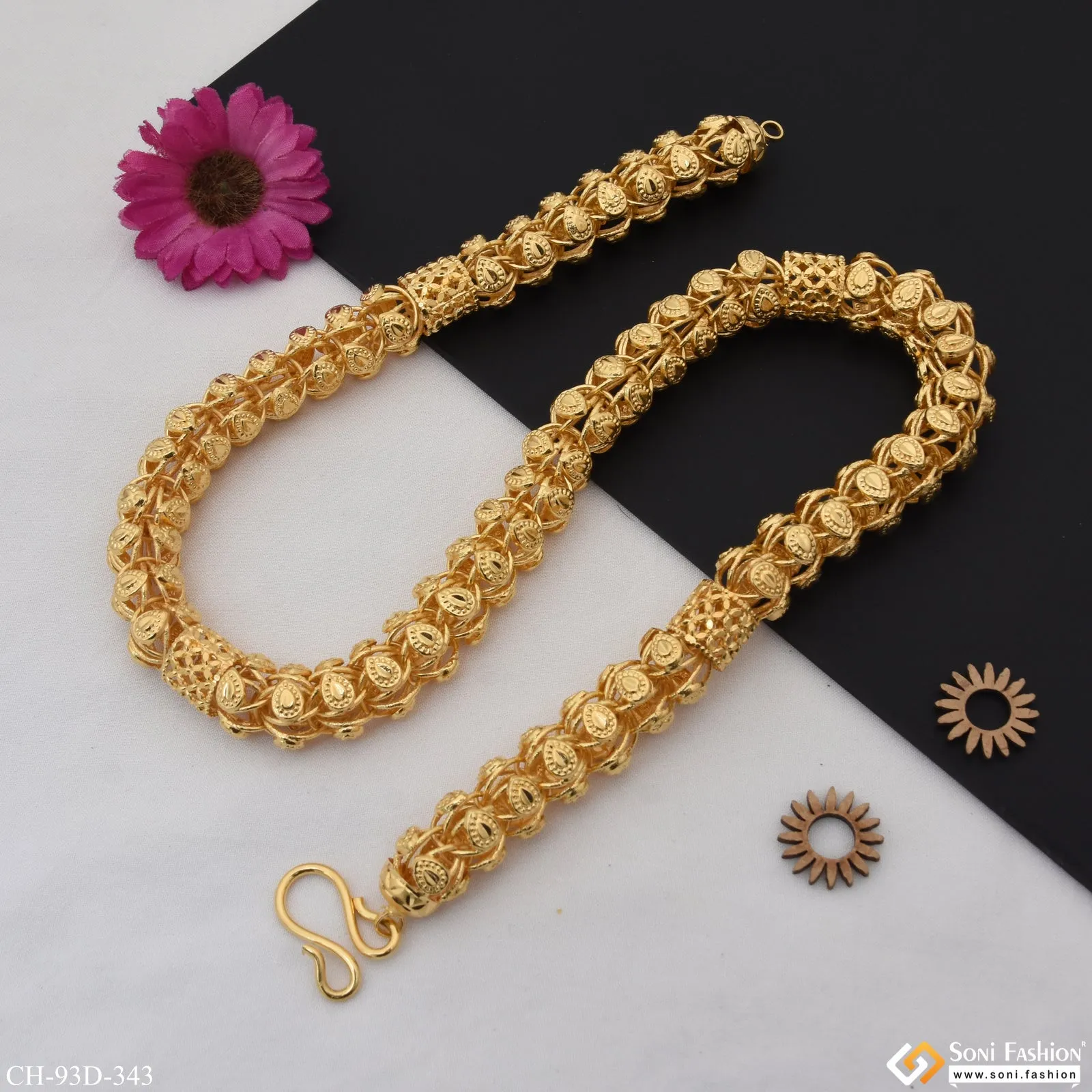 1 Gram Gold Plated Sophisticated Design Rajwadi Chain for Men - Style D343