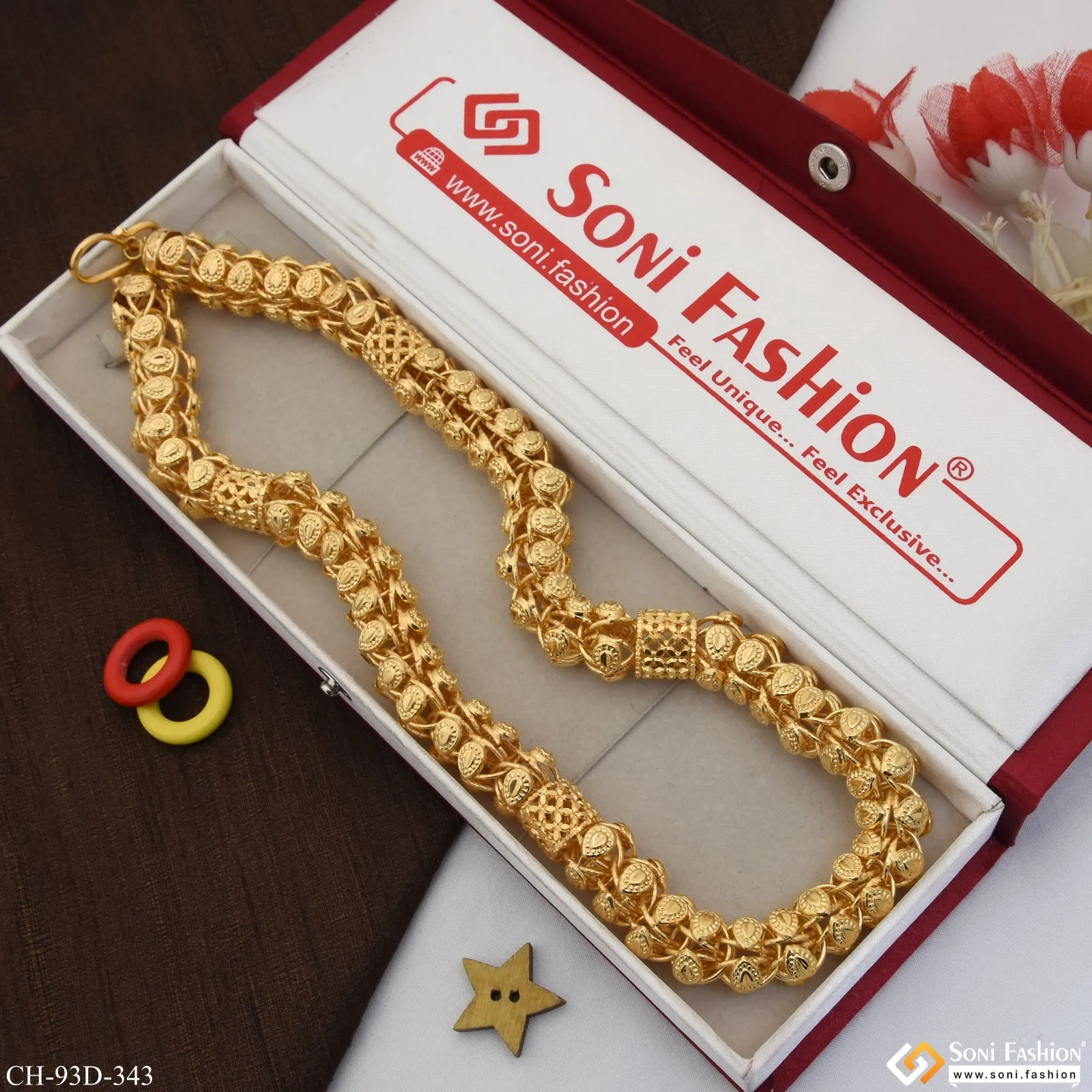 1 Gram Gold Plated Sophisticated Design Rajwadi Chain for Men - Style D343