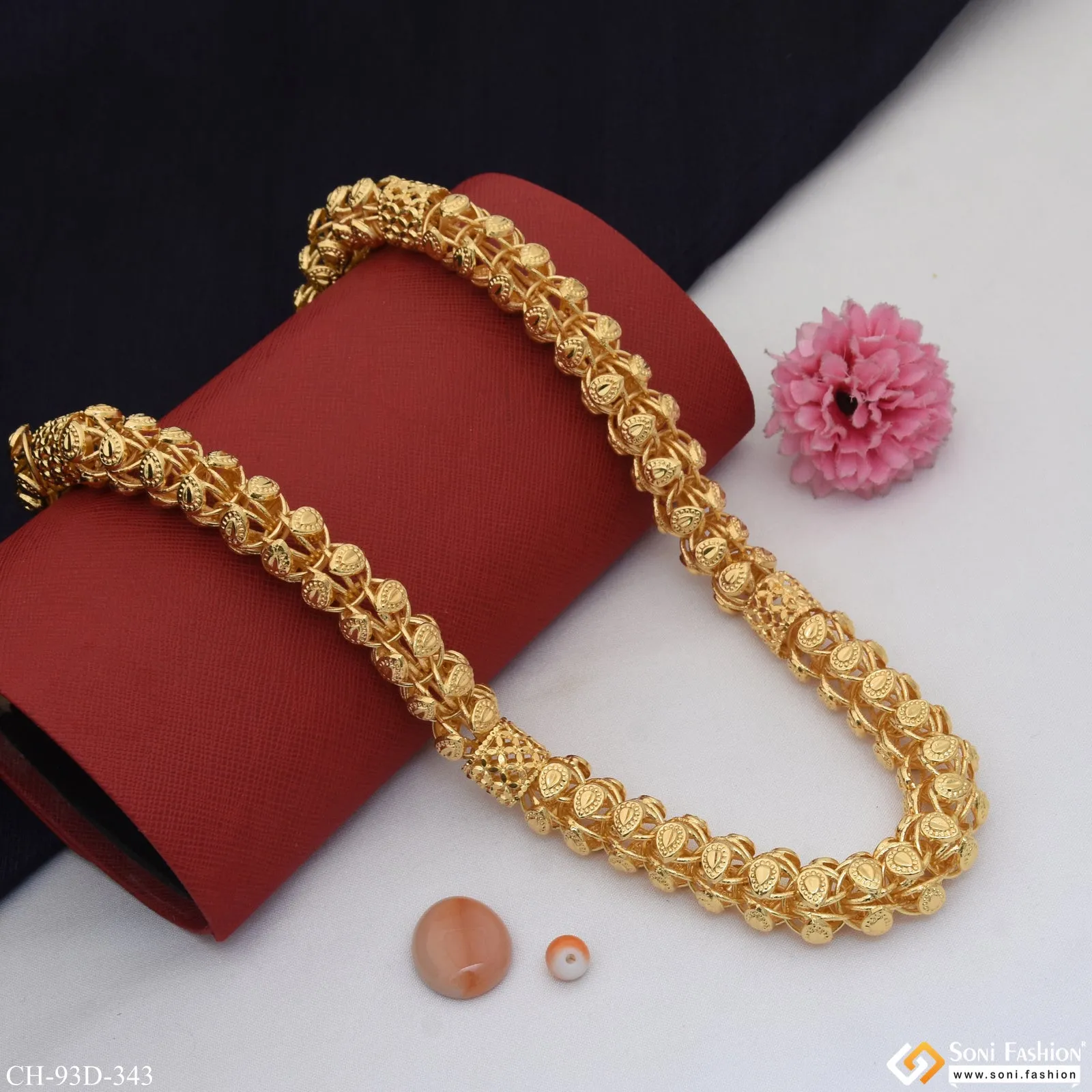 1 Gram Gold Plated Sophisticated Design Rajwadi Chain for Men - Style D343