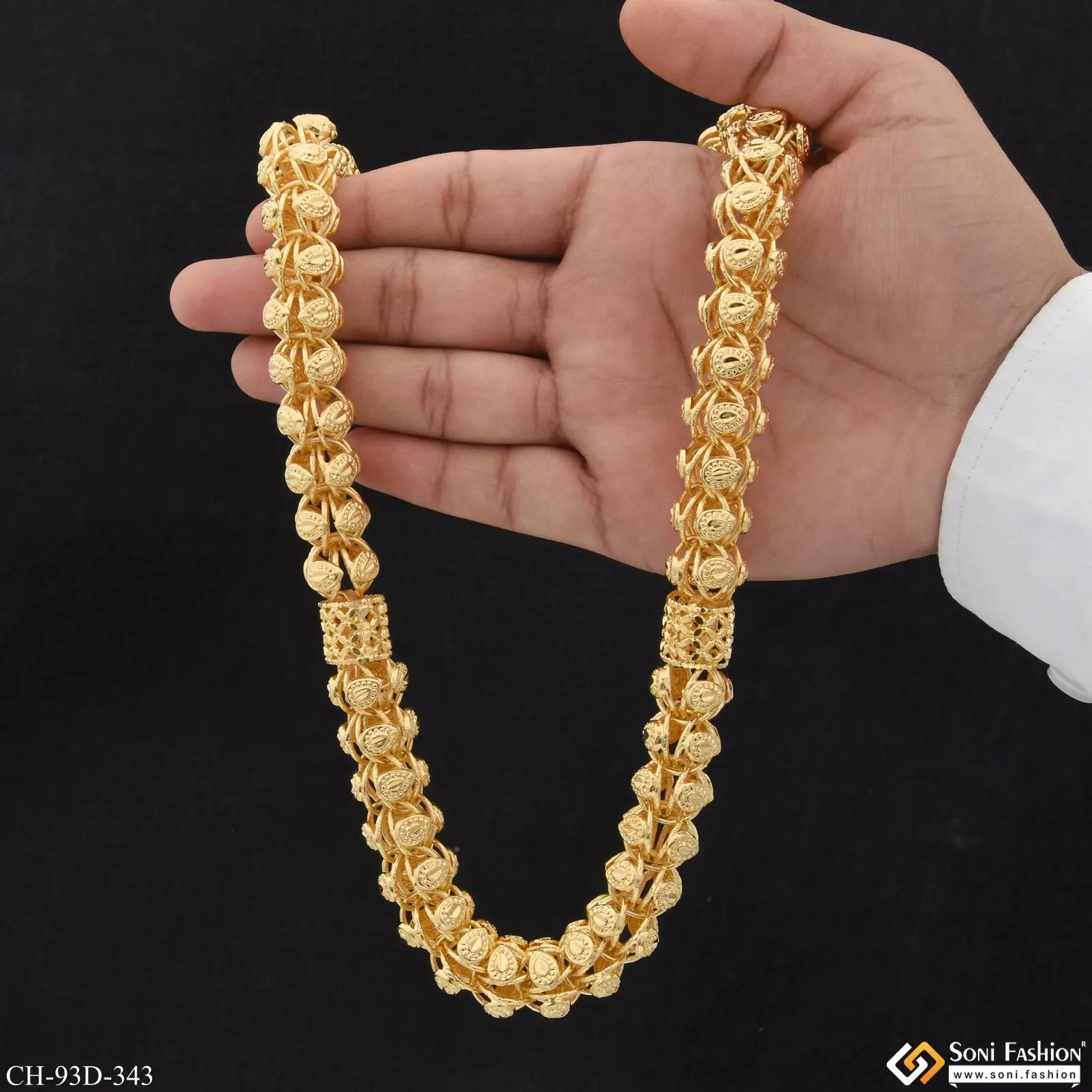 1 Gram Gold Plated Sophisticated Design Rajwadi Chain for Men - Style D343