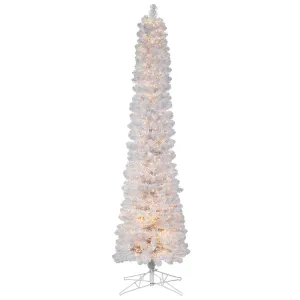 12' x 32" White Pencil Artificial Christmas Tree Warm White 8 function 3MM LED