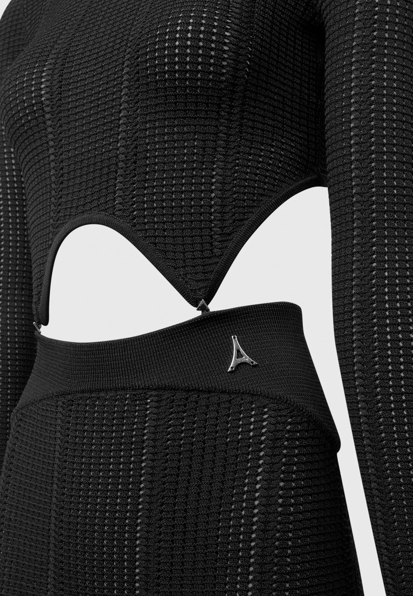 2-in-1 Long Sleeve Knitted Midaxi Dress - Black