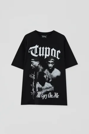 2pac Printed Oversize Drop Shoulder Hip Hop Fashion Streetwear Half Sleeves Tshirt For Mens