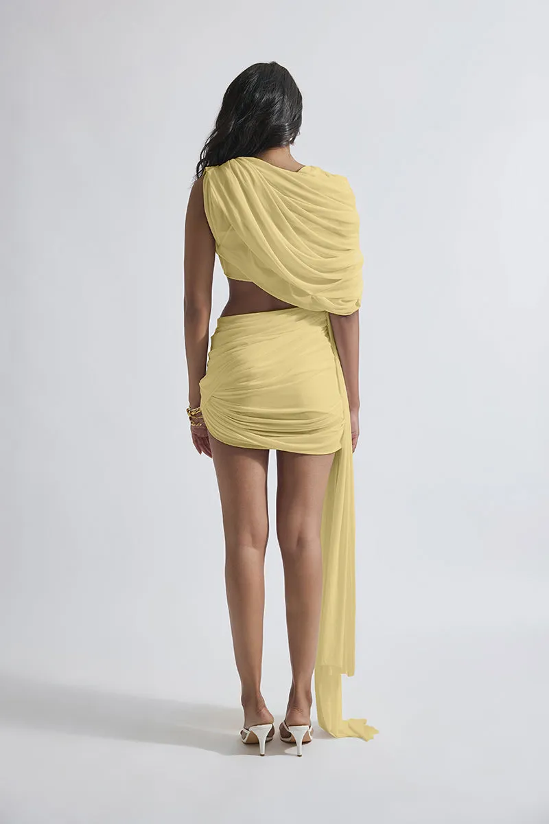 ADELINA YELLOW MINI DRESS