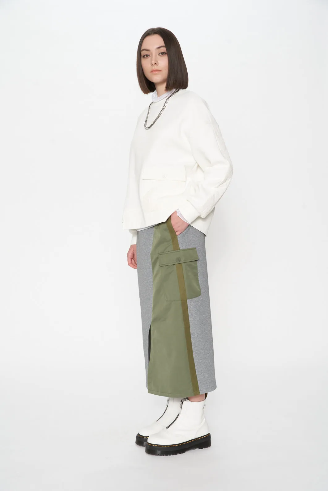 Air Compact Mix Nylon Panel Cargo Pencil Skirt