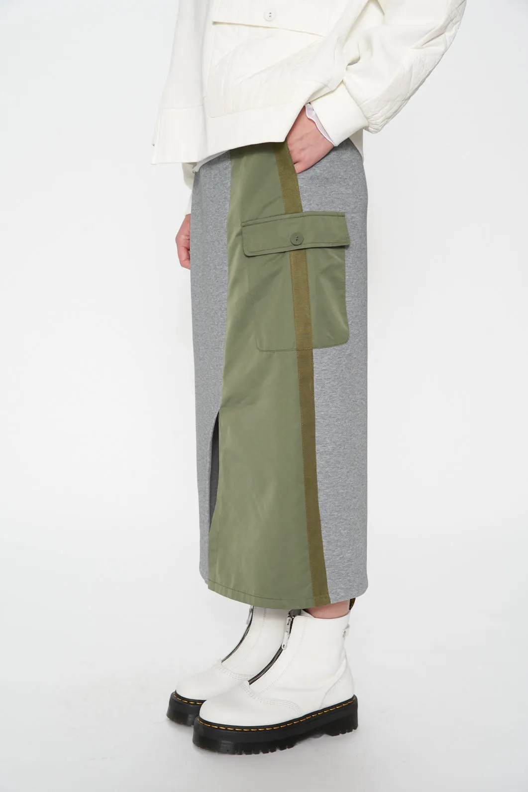 Air Compact Mix Nylon Panel Cargo Pencil Skirt