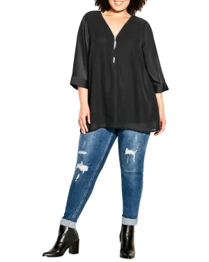 Annabel Zip Blouse | Black