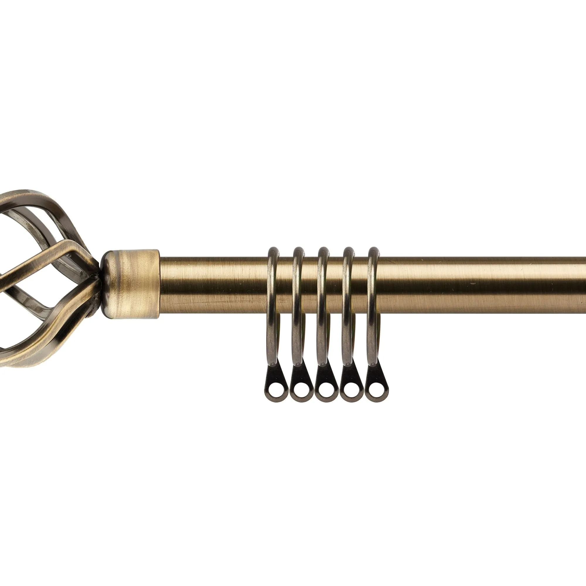 Antique Brass Bird Cage Extendable Curtain Pole with Rings