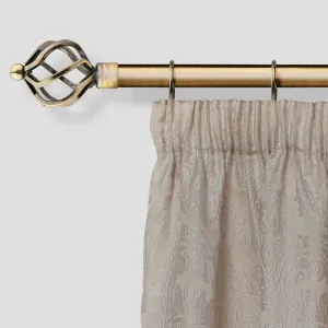 Antique Brass Bird Cage Extendable Curtain Pole with Rings
