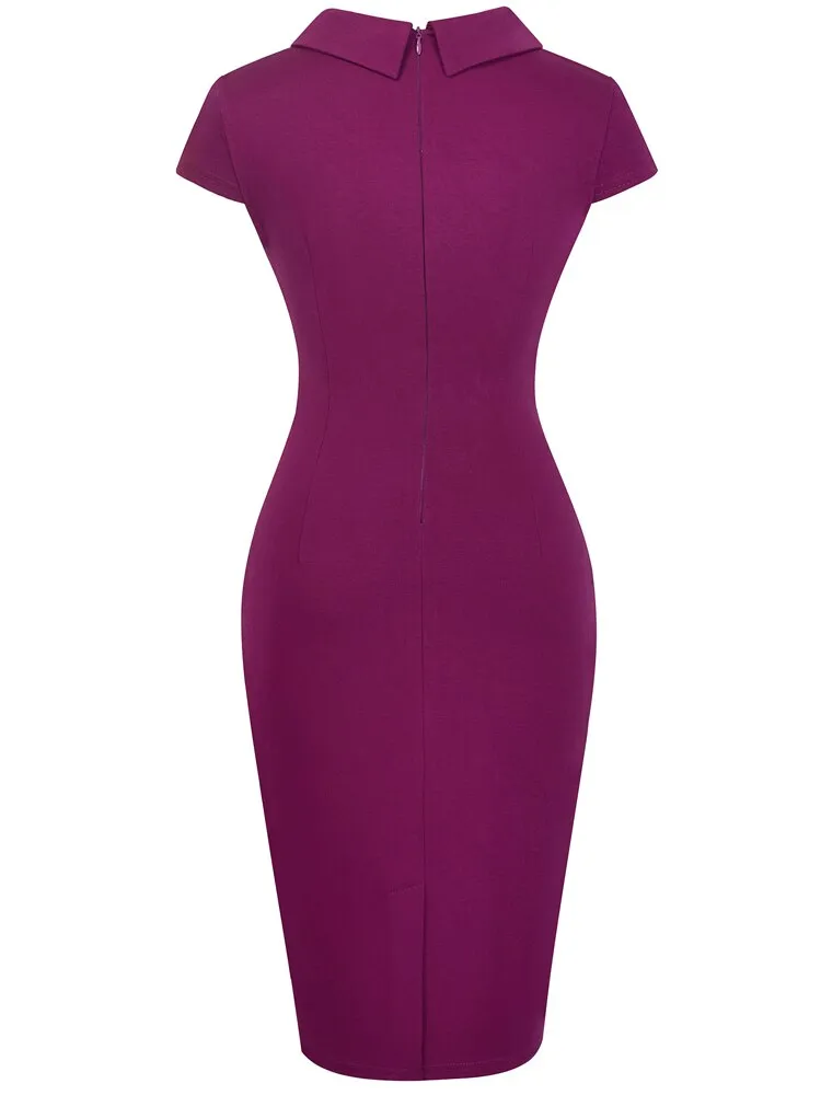 BerriesJam - 2024 Pure Color Business Formal Bodycon Pencil Dress
