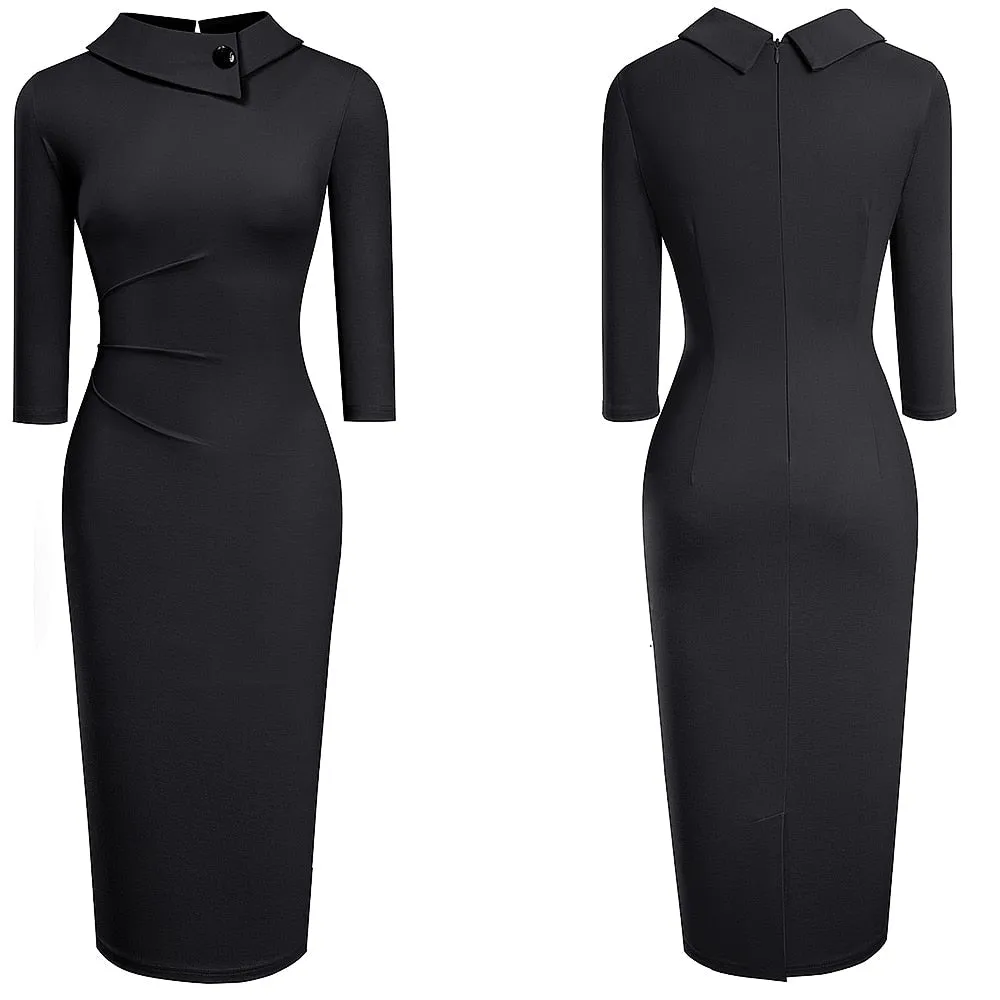 BerriesJam - 2024 Pure Color Business Formal Bodycon Pencil Dress