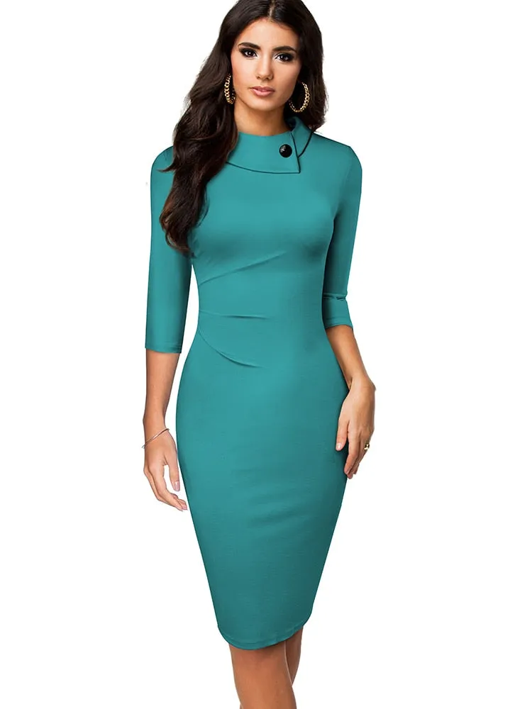 BerriesJam - 2024 Pure Color Business Formal Bodycon Pencil Dress