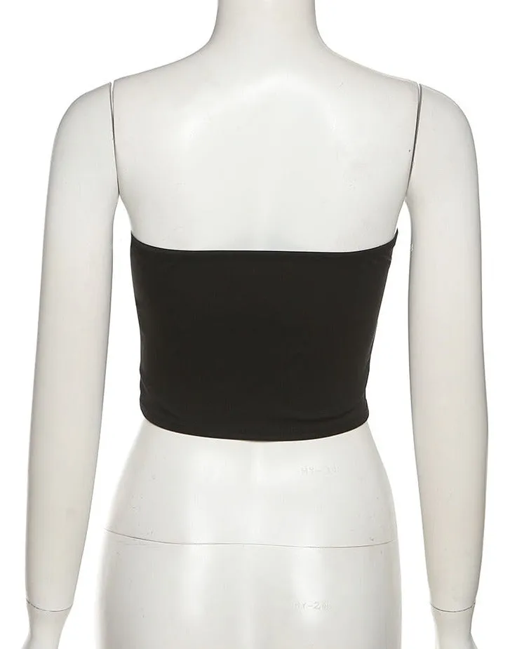 Black Diamante Trim Corset Top