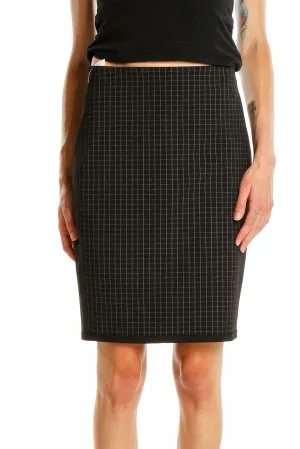 Black Grid Pattern Pencil Skirt