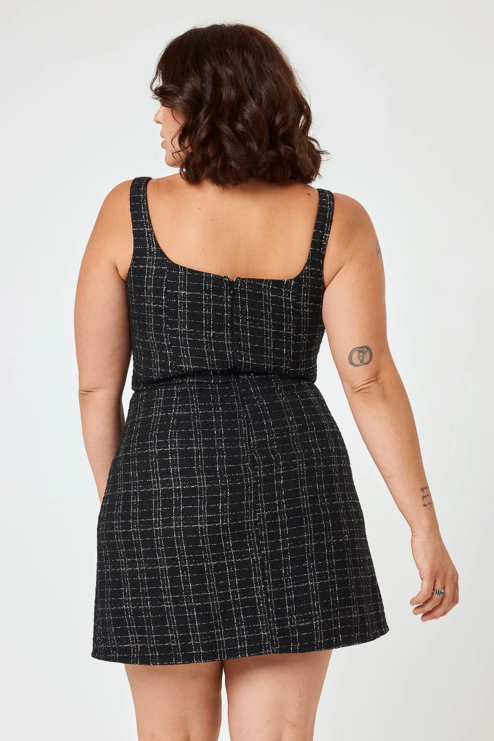 Black Pearl Tweed Pencil Dress