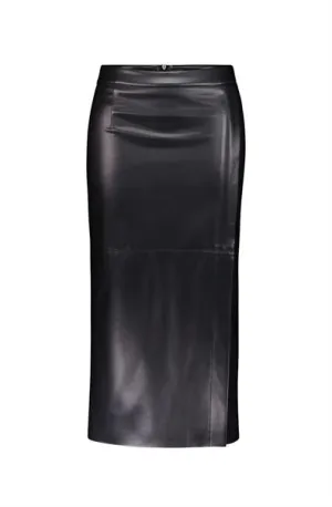 Black pencil faux leather skirt