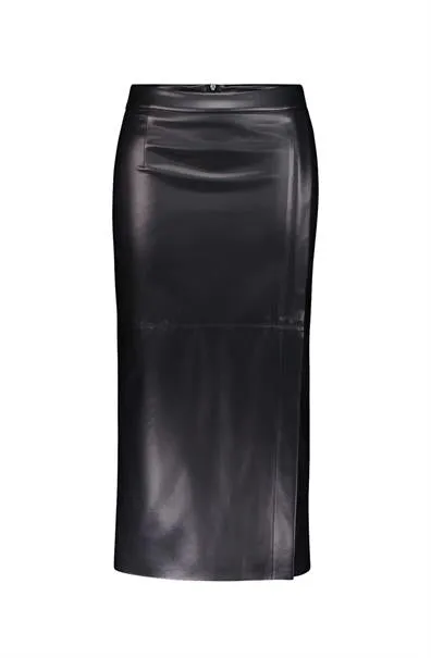 Black pencil faux leather skirt