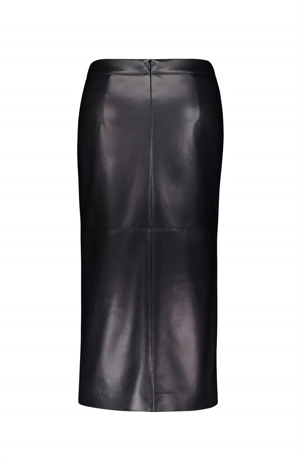 Black pencil faux leather skirt