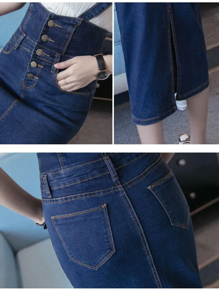 Bodycon Midi Elastic Ladies Jeans Pencil Skirt Denim Skirts For Women