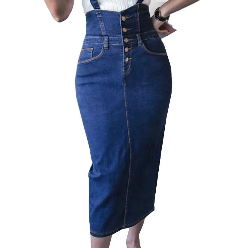 Bodycon Midi Elastic Ladies Jeans Pencil Skirt Denim Skirts For Women
