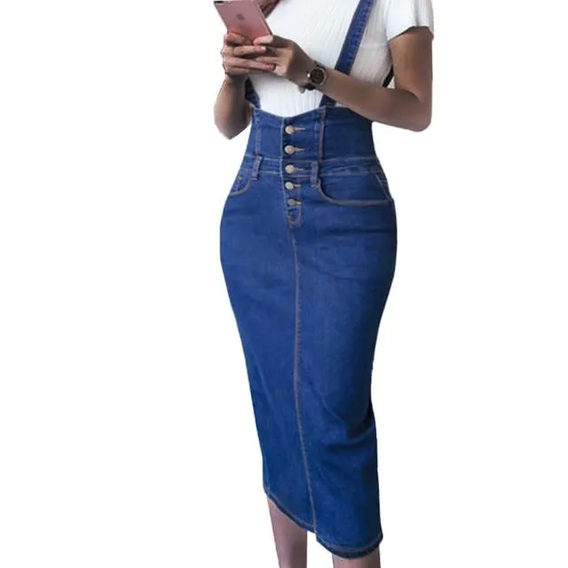 Bodycon Midi Elastic Ladies Jeans Pencil Skirt Denim Skirts For Women
