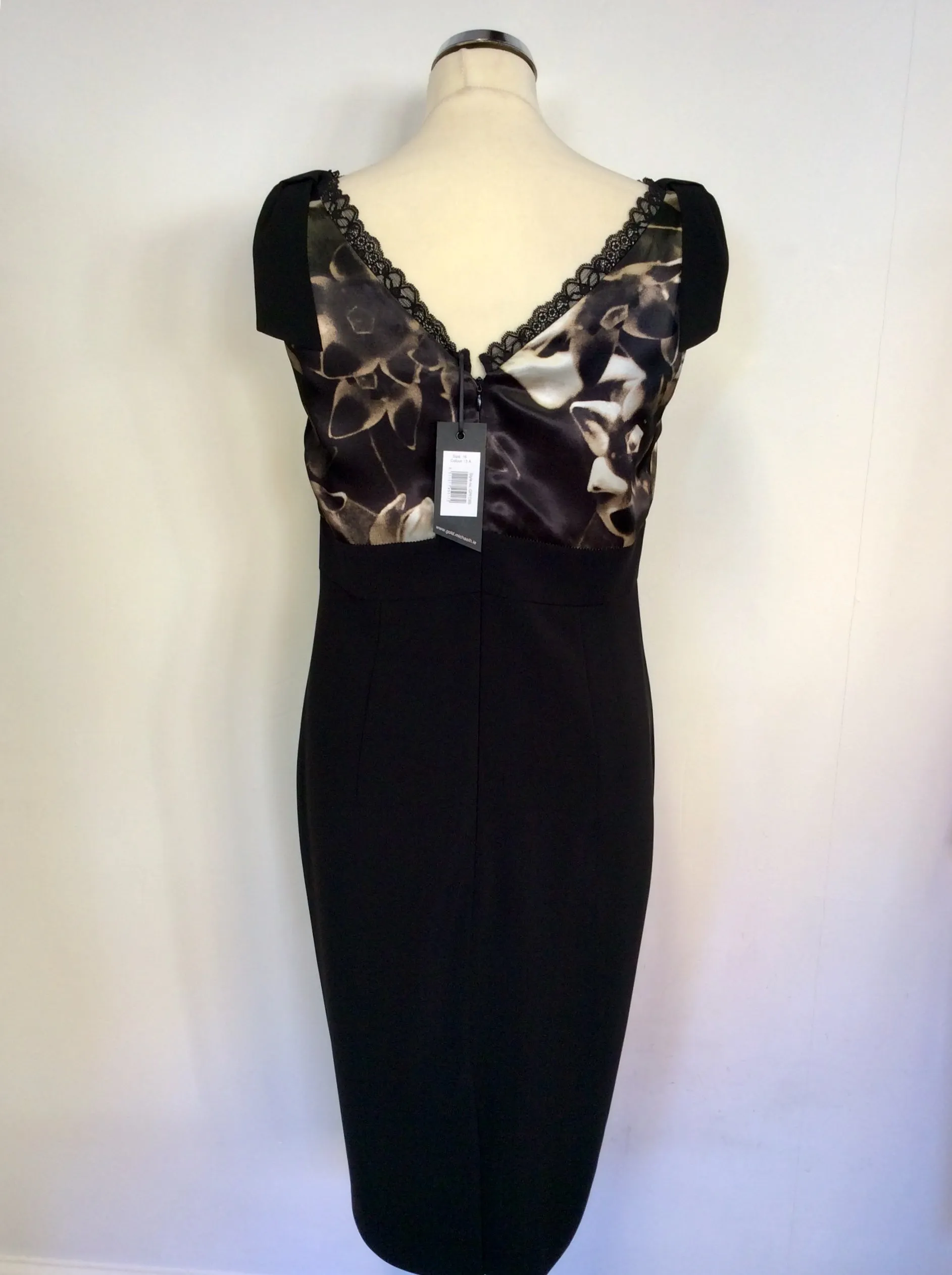 BRAND NEW GOLD BY MICHAEL H BLACK & BROWN PRINT DRESS & BOLERO JACKET SIZE 16