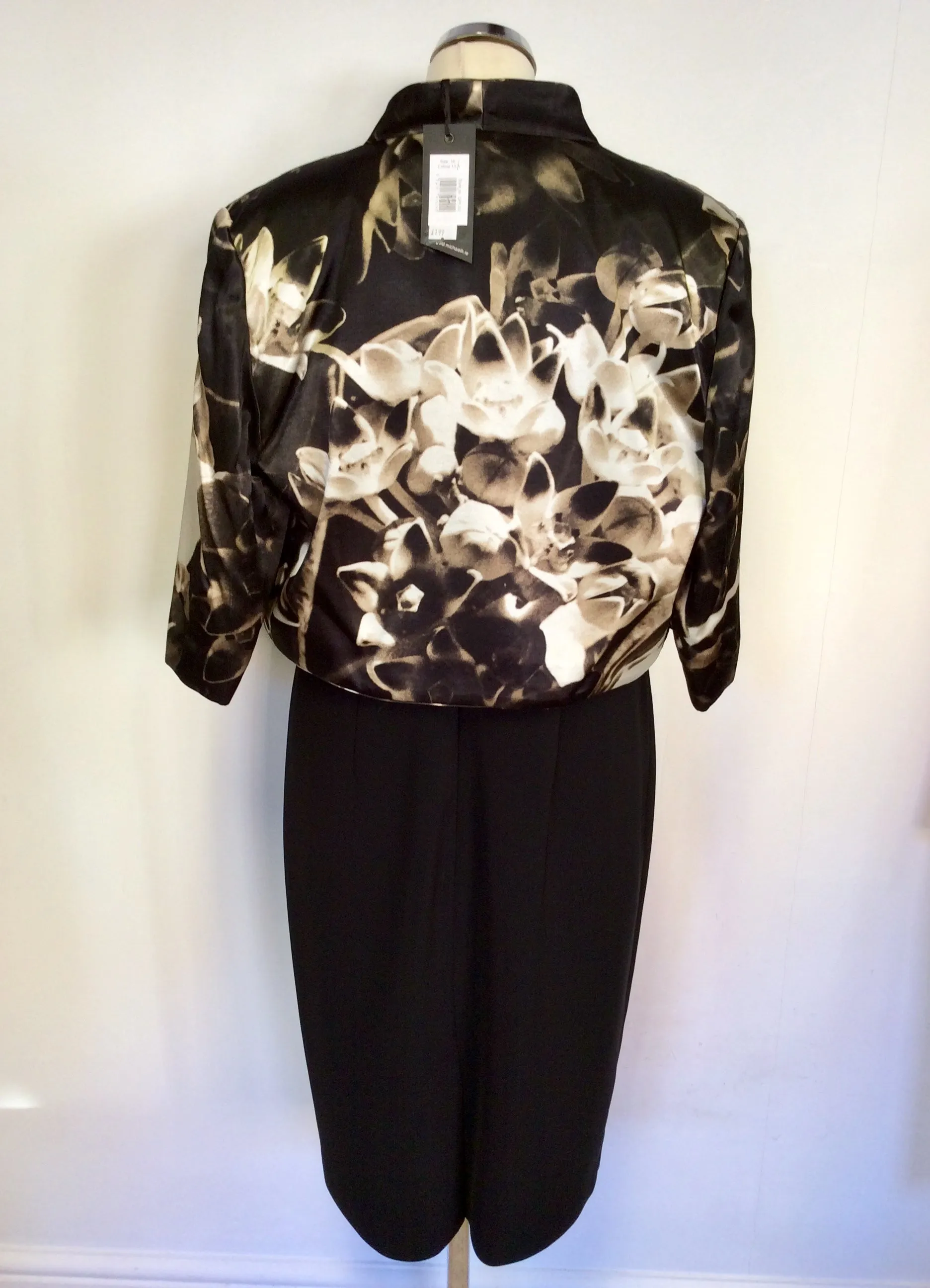 BRAND NEW GOLD BY MICHAEL H BLACK & BROWN PRINT DRESS & BOLERO JACKET SIZE 16