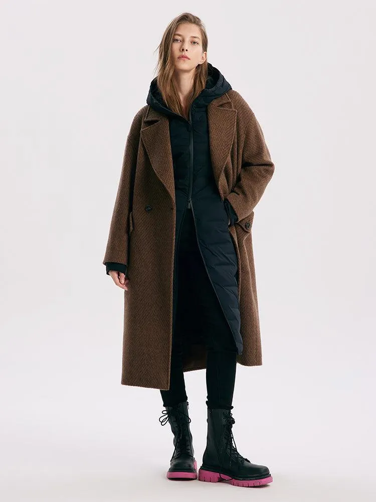 Brown Tweed One-Button Overcoat