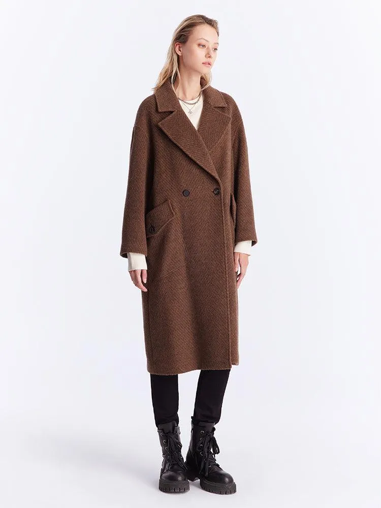 Brown Tweed One-Button Overcoat