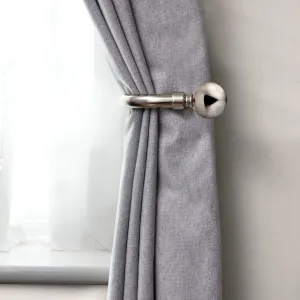 Brushed Silver Ball Curtain Holdbacks (Pair)