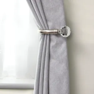 Brushed Silver Crystal Curtain Holdbacks (Pair)