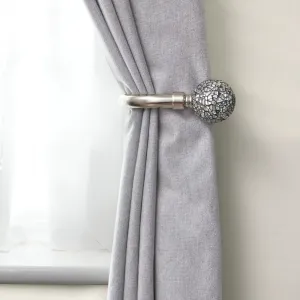 Brushed Silver Cut Glass Curtain Holdbacks (Pair)