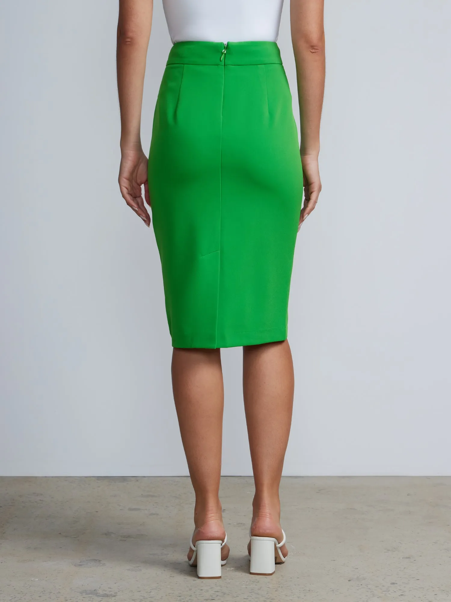 Button Detail High Rise Pencil Skirt