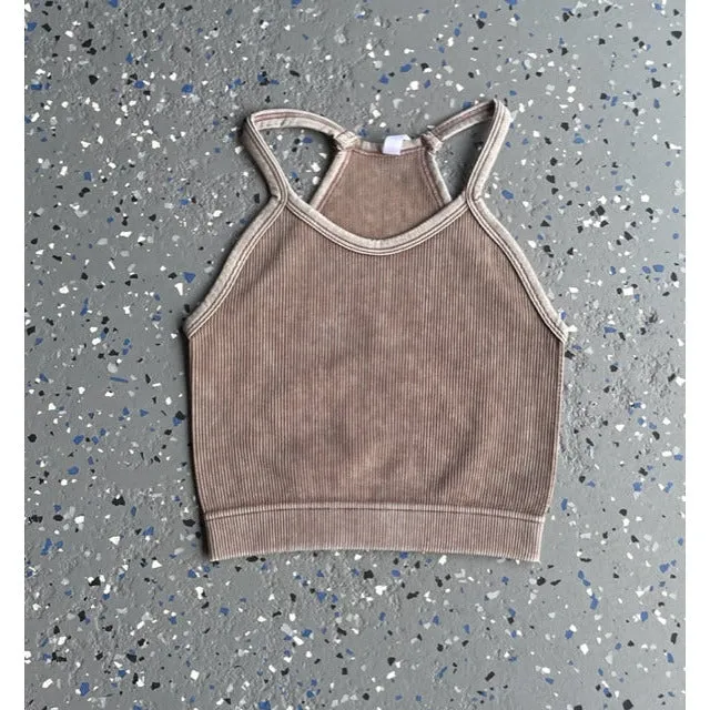 Cali Ribbed Seamless Cami Tank in Mocha