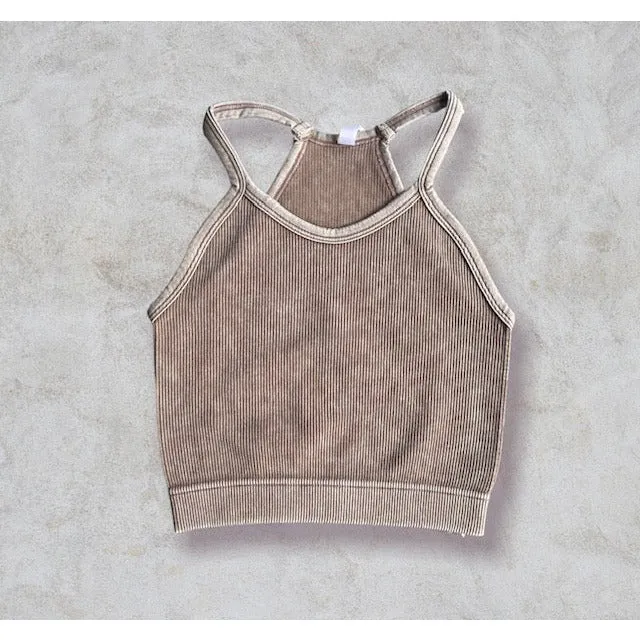 Cali Ribbed Seamless Cami Tank in Mocha