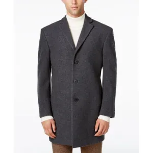 Calvin Klein Mens Slim fit Overcoat Coat 44 S Charcoal Grey Solid