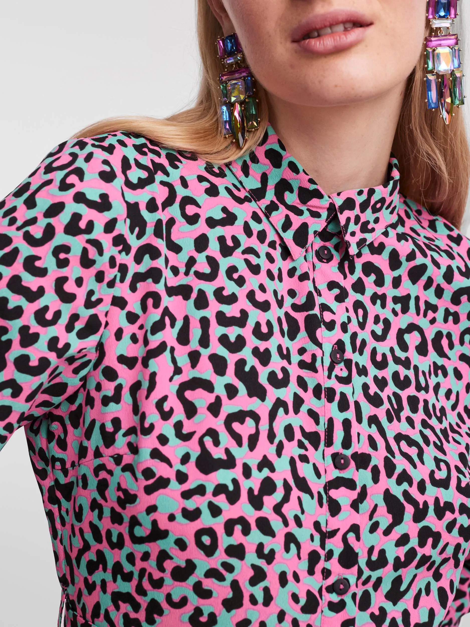Caura Shirt Dress (Electric Green/Leo)