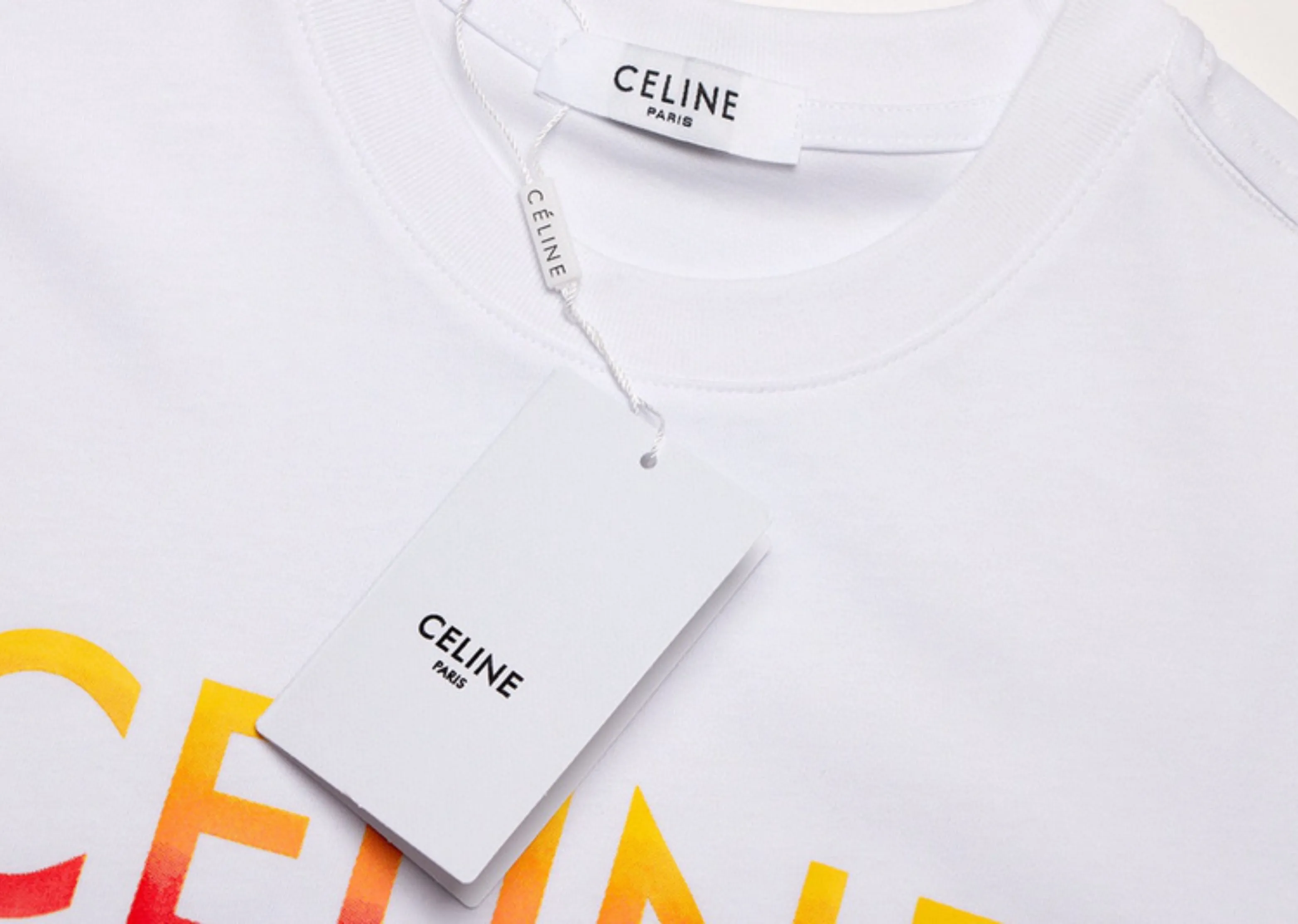 Celine - Printed Faded Logo Black/White T-Shirt