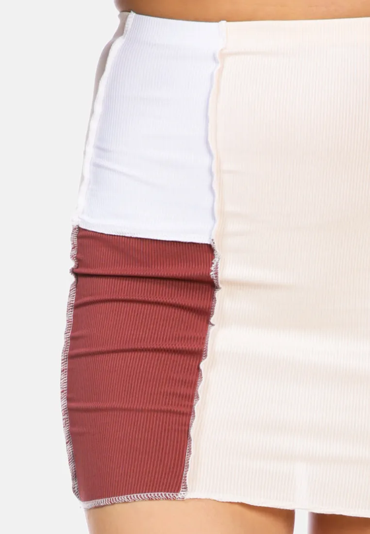 Color Block Casual Tube Skirt
