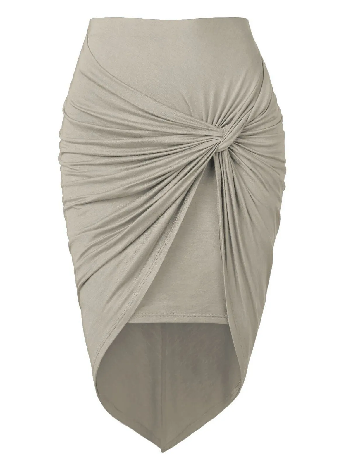 Come Together Women's Draped Wrap Style High Low Midi Skirt Brown XXXL