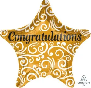 Congratulations Sophisticated Gold Star Foil Balloon