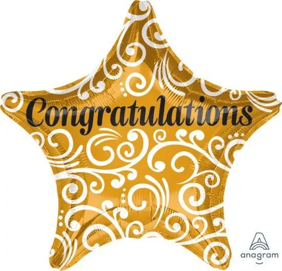 Congratulations Sophisticated Gold Star Foil Balloon