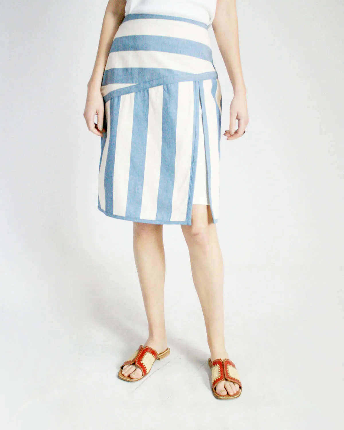 Cotton Canvas Diagonal Skirt