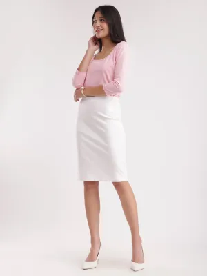 Cotton Stretchable Pencil Skirt - White