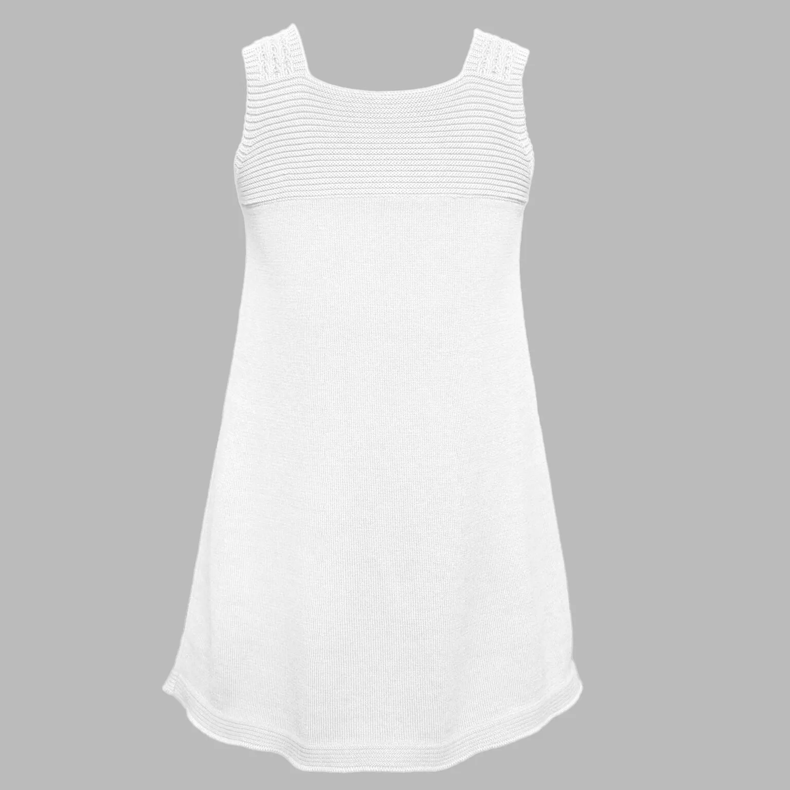 Crochet Knitted Tunic Dress - White