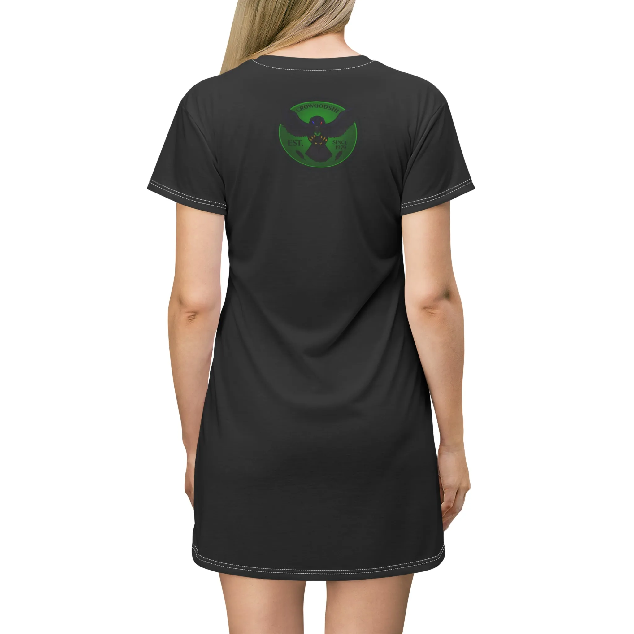 Crowgodshi Symbol T-Shirt Dress, GREEN LOGO