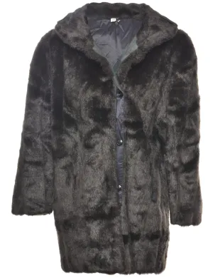 Dark Brown Faux Fur Coat - L