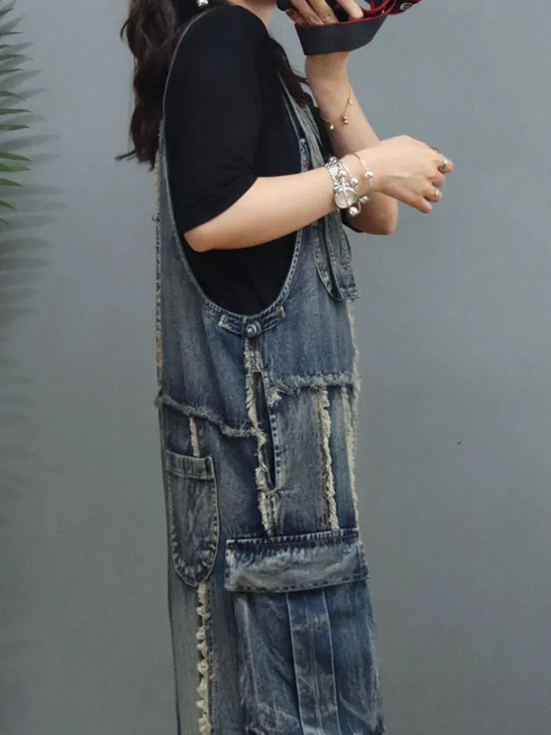 Denim Loose Thin High-Waist Overalls