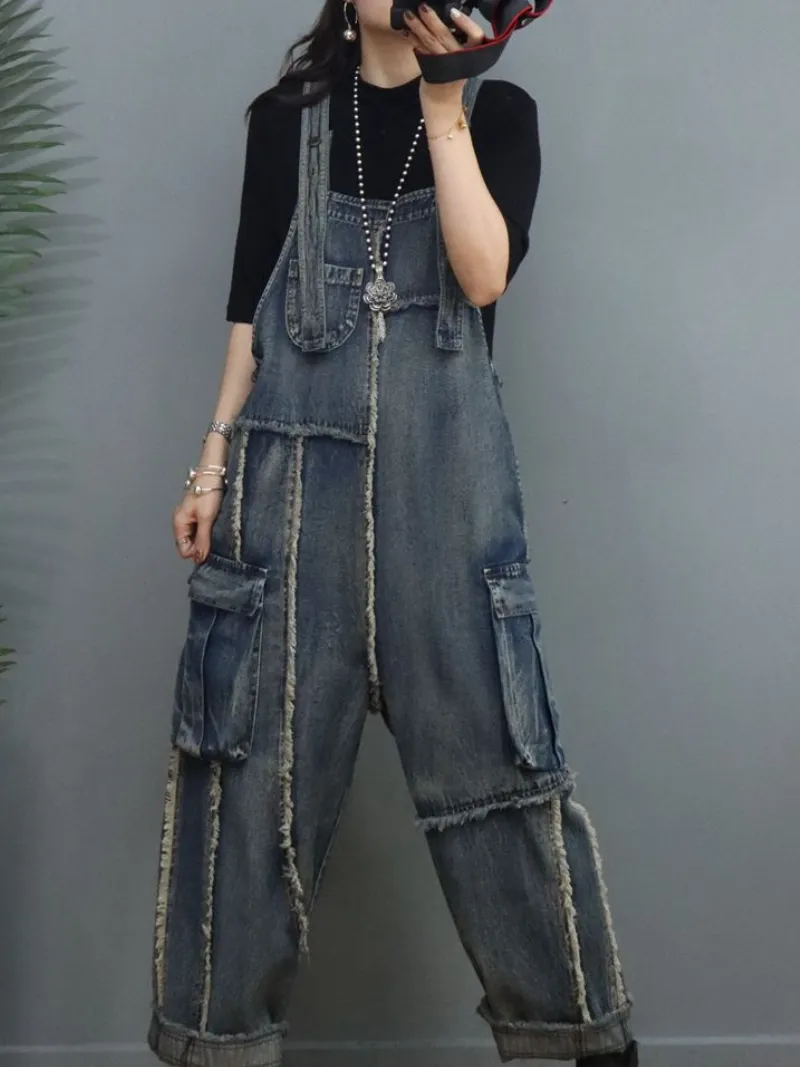 Denim Loose Thin High-Waist Overalls