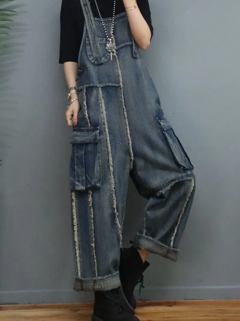 Denim Loose Thin High-Waist Overalls